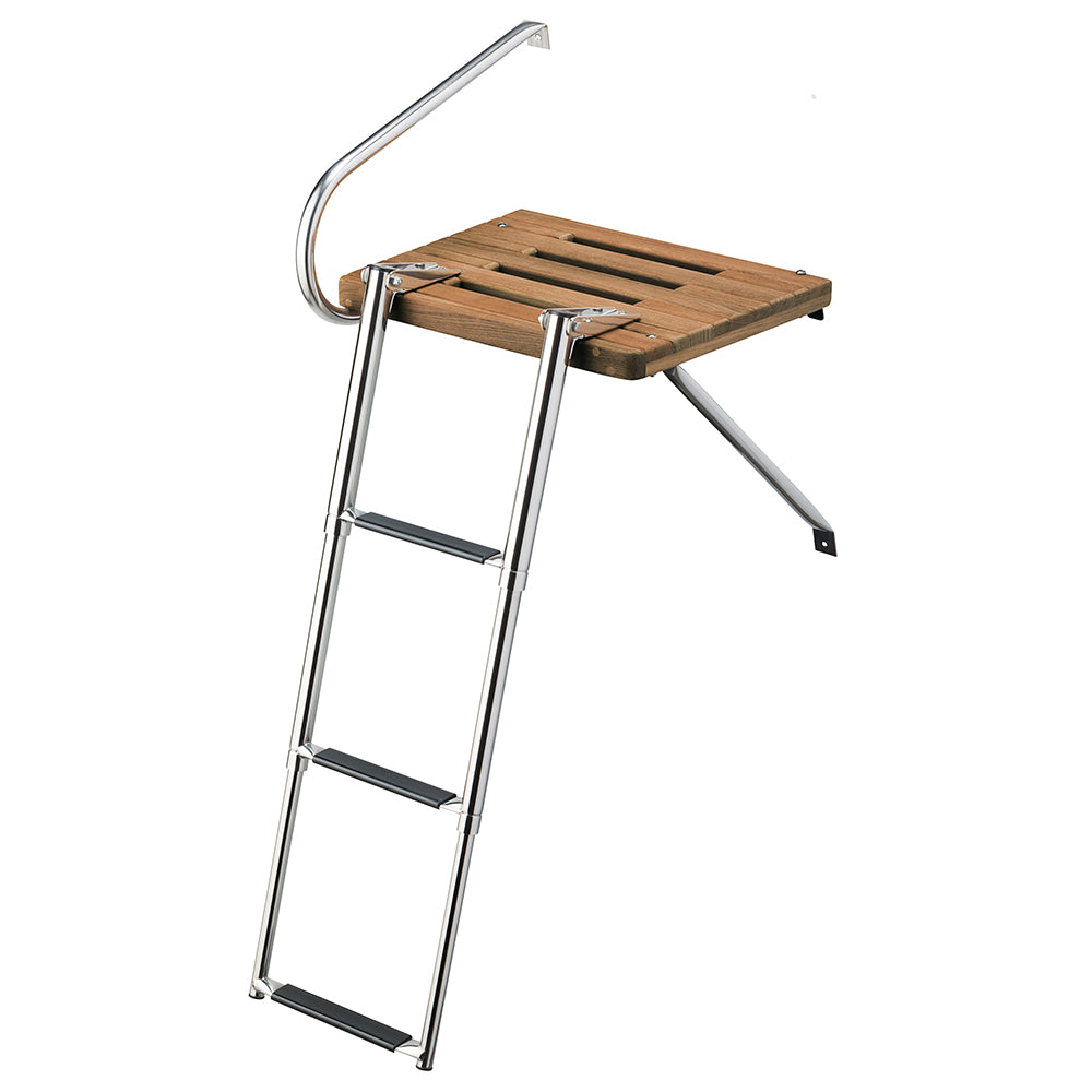 Whitecap Teak Swim Platform w/3-Step Telescoping Ladder f/Boats w/Outboard Motors [68902]