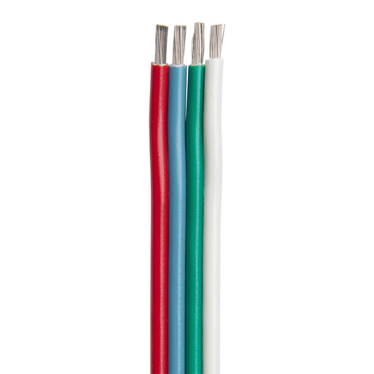 Ancor Flat Ribbon Bonded RGB Cable 14/4 AWG - Red, Light Blue, Green  White - 100 [160210]