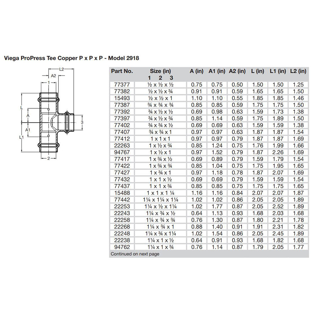 Viega ProPress 1/2" Copper Tee - Triple Press Connection - Smart Connect Technology [77377]