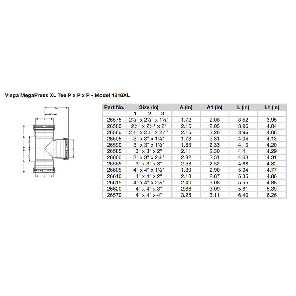 Viega MegaPress 4" Carbon Steel Tee w/FKM - Triple Press Connection - Smart Connect Technology [26570]