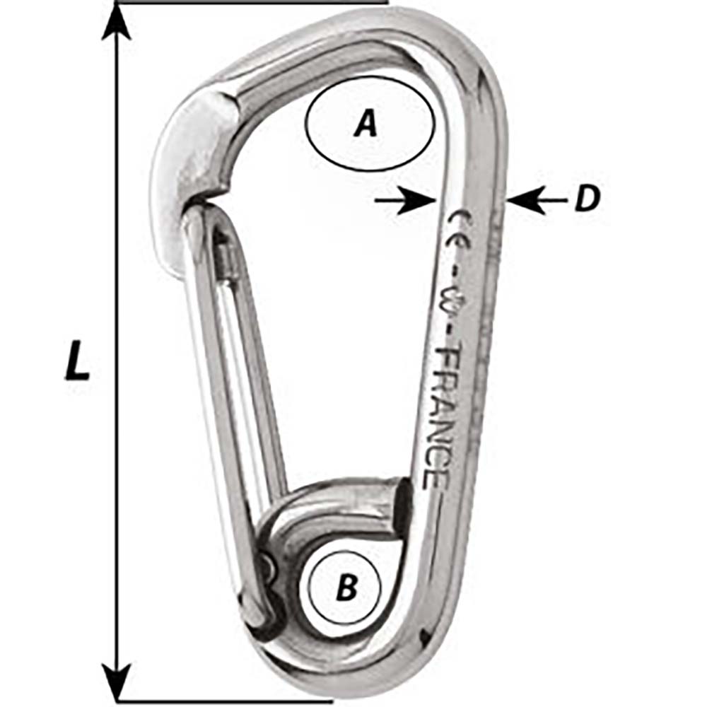 Wichard Asymmetric Carbine Hook - Length 100mm - 13/32" [02326]